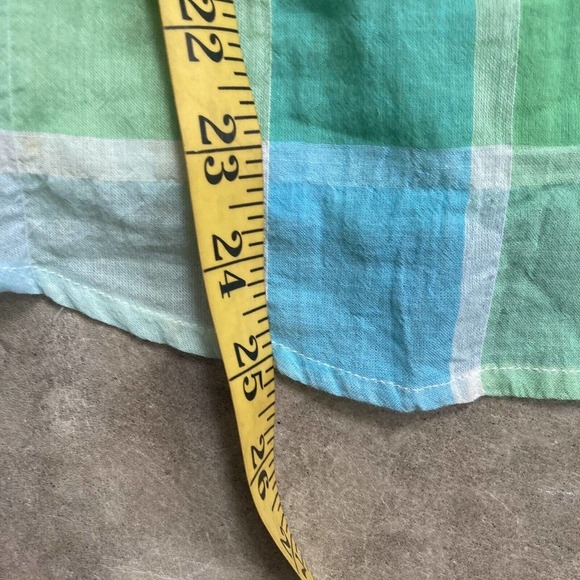 J.Mclaughlin Shirt Womens Size 10 Relaxed Cameron Button Up‎ Blue Green Collared - Picture 5 of 9